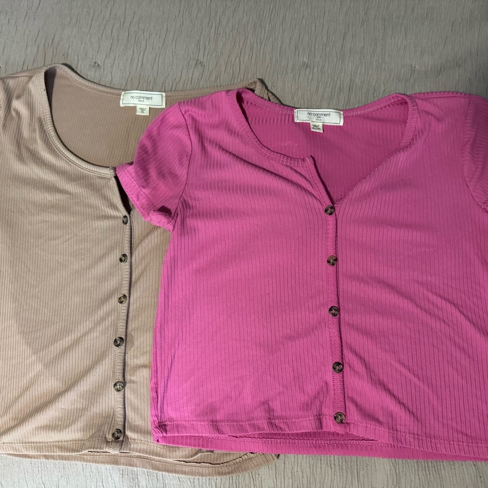 No Boundaries Women's Button-Down Blouse - Pink and Tan